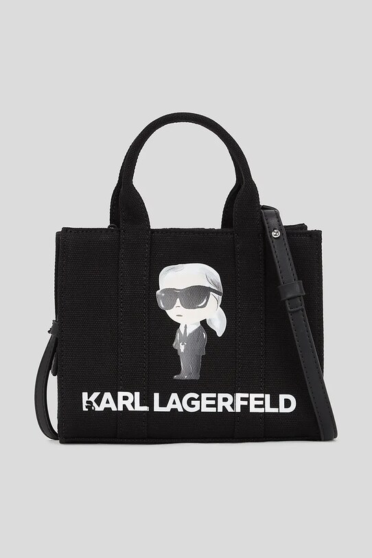 Бавовняна сумка Karl Lagerfeld IKON SQUARE надрук чорний A3W50109