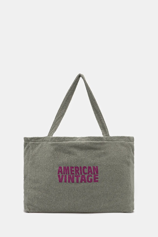Памучна чанта American Vintage надпис зелен BOBY27A