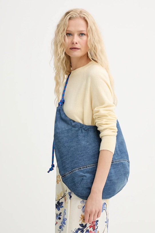 Renewed torebka bawełniana creative upcycling mieści A4 niebieski denim.torba.upc