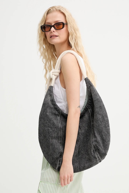 Renewed torebka creative upcycling mieści A4 szary denim.torba.upc