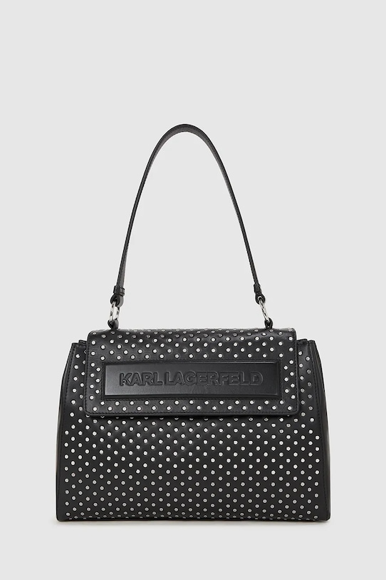 Karl Lagerfeld poșetă de piele nu incape in A4 negru A4W30086