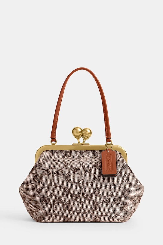 Coach torebka Kisslock Frame Bag nie mieści A4 beżowy CCC53