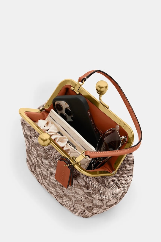 Coach torebka Kisslock Frame Bag beżowy CCC53