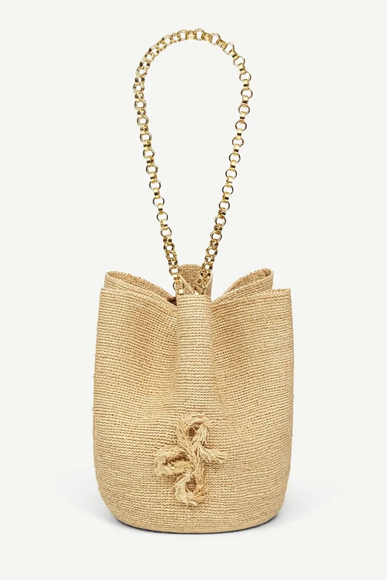 Kabelka Ruslan Baginskiy Ruslan Baginskiy Chain Strap HatBag nášivka béžová BBCT036.RAF.73M.BHRPRB