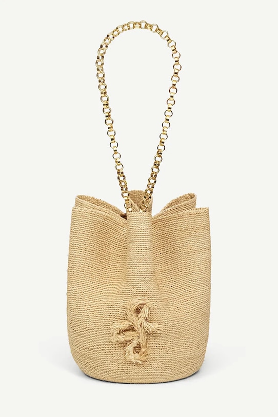 Kabelka Ruslan Baginskiy Ruslan Baginskiy Chain Strap HatBag nášivka béžová BBCT036.RAF.73M.BHRPRB