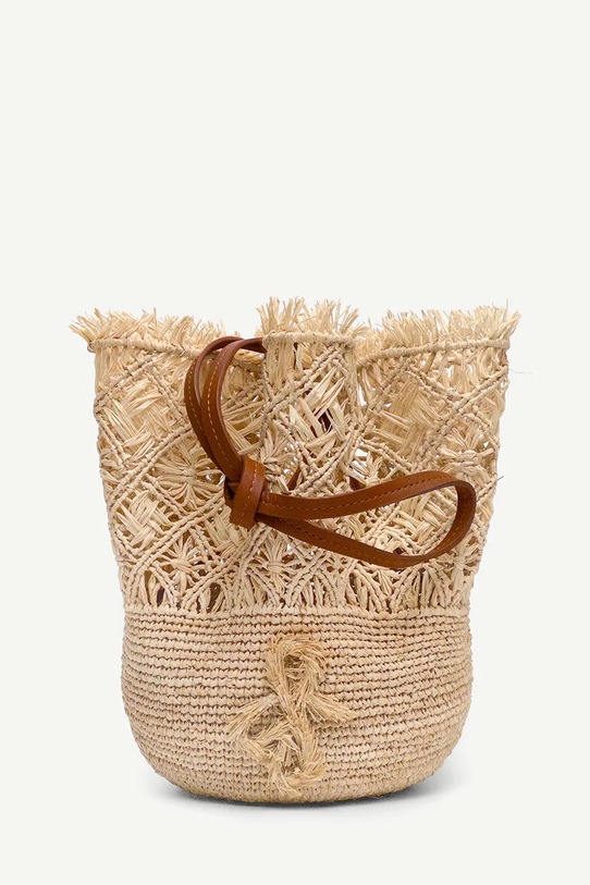 RUSLAN BAGINSKIY torebka damska pleciona The HatBag beżowy BBCT036.STR.DRK.108L