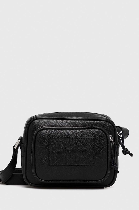 Malá taška Emporio Armani usňová koža čierna Y4M364.Y068E.NOS