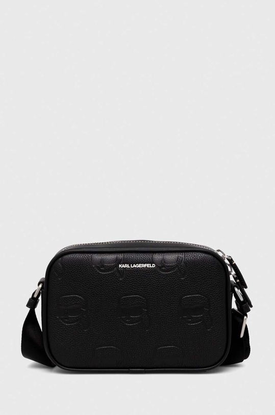Шкіряна сумка Karl Lagerfeld лицьова шкіра чорний 236M3089