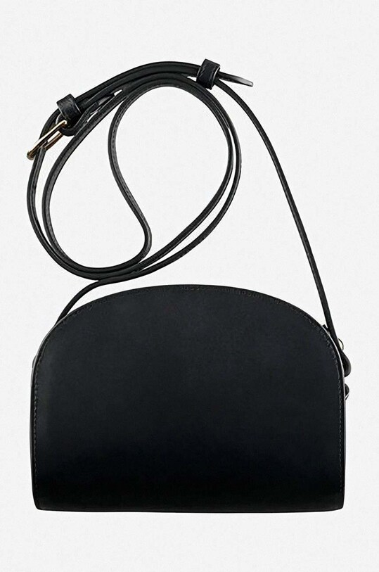 Doplnky Kožená kabelka A.P.C. Demi Sac Demi-lune Mini PXAWV-F61392 BLACK PXAWV.F61392 čierna