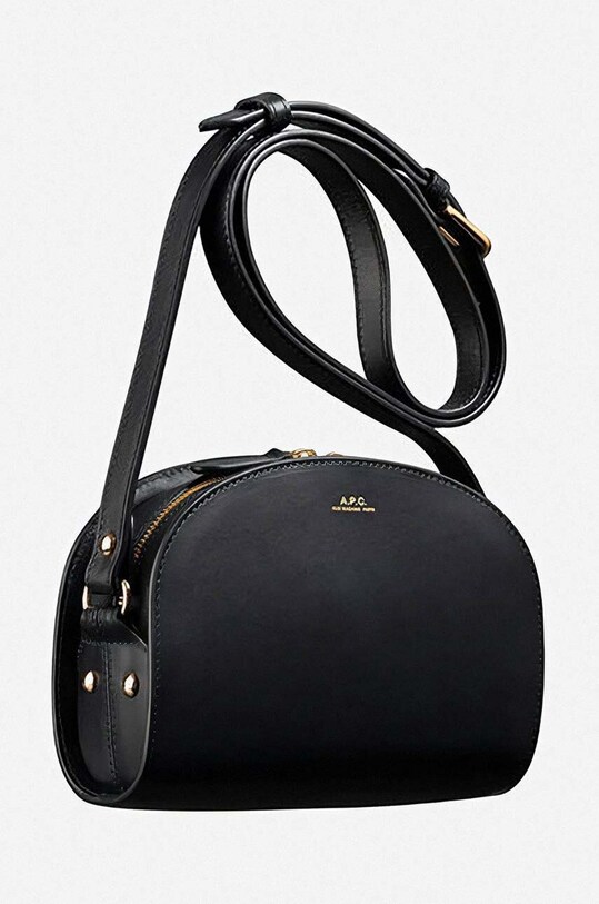 Kožená kabelka A.P.C. Demi Sac Demi-lune Mini PXAWV-F61392 BLACK čierna PXAWV.F61392