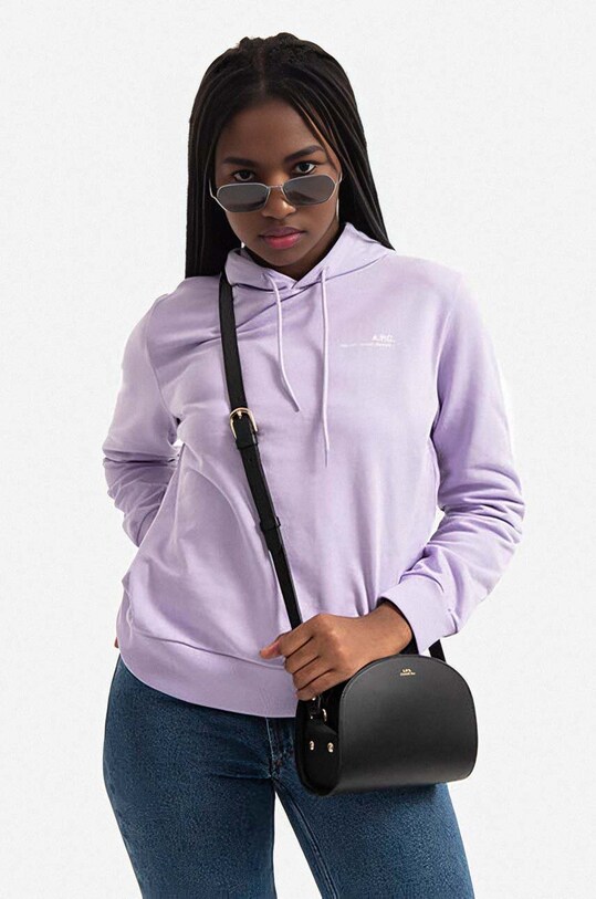 Kožená kabelka A.P.C. Demi Sac Demi-lune Mini PXAWV-F61392 BLACK PXAWV.F61392