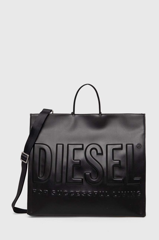 Torba Diesel DSL 3D TOTE EW X SHOPPING BAG imitacija zrnate kože crna X09931.P5184