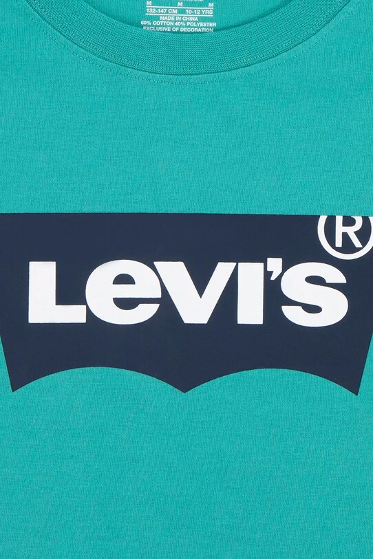 Хлопчик Дитяча бавовняна футболка Levi's 8E8157.NOS.B бірюзовий