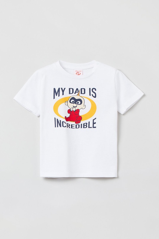 OVS tricou de bumbac pentru copii print alb 1471227.BOY.9.36MONTHS.
