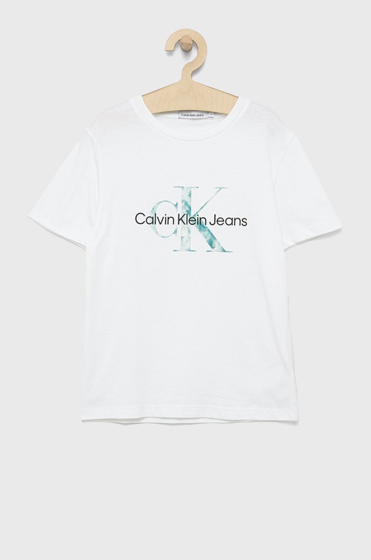 Calvin Klein Jeans t-shirt bawełniany dziecięcy IU0IU00267.9BYY nadruk biały IU0IU00267.9BYY