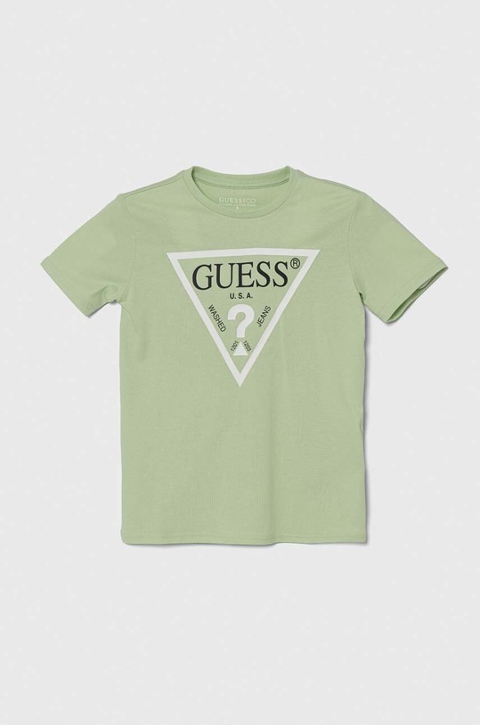 Παιδικό βαμβακερό μπλουζάκι Guess στάμπα πράσινο L73I55.K8HM0.PPYH