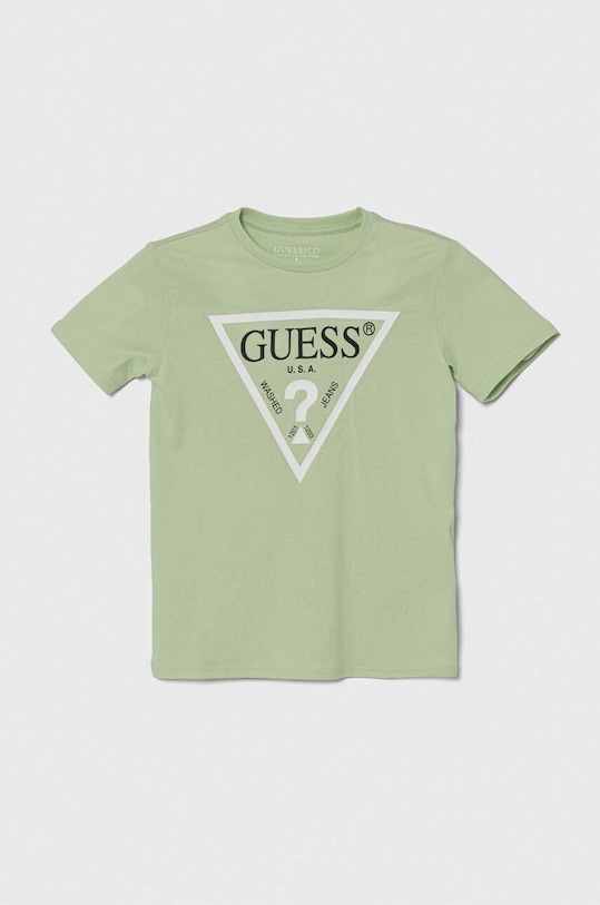 Παιδικό βαμβακερό μπλουζάκι Guess στάμπα πράσινο L73I55.K8HM0.PPYH