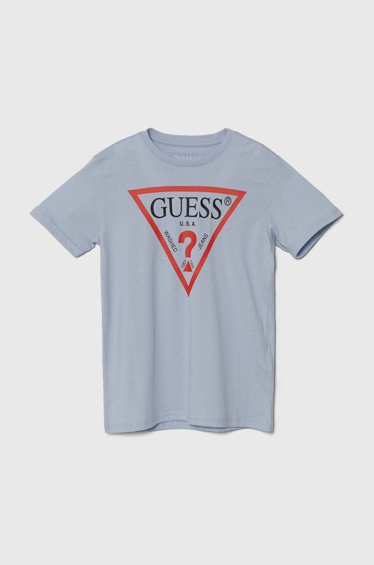 Παιδικό βαμβακερό μπλουζάκι Guess στάμπα μπλε L73I55.K8HM0.PPYH
