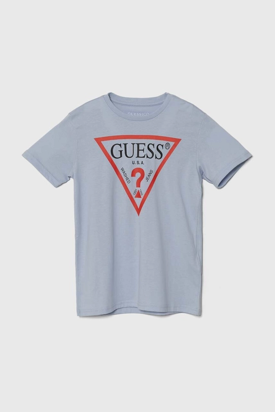 Guess t-shirt bawełniany dziecięcy nadruk niebieski L73I55.K8HM0.PPYH