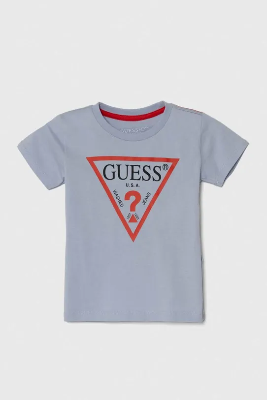 Guess t-shirt bawełniany dziecięcy nadruk niebieski N73I55.K8HM0.PPYH