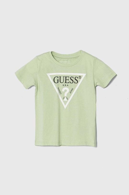 Παιδικό βαμβακερό μπλουζάκι Guess στάμπα πράσινο N73I55.K8HM0.PPYH