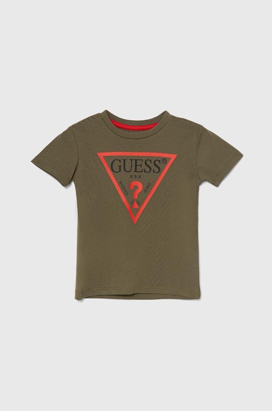 Guess t-shirt bawełniany dziecięcy nadruk zielony N73I55.K8HM0.9BYH