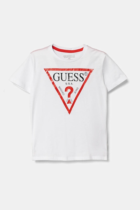 Guess t-shirt bawełniany dziecięcy nadruk biały N73I55.K8HM0.PPYA