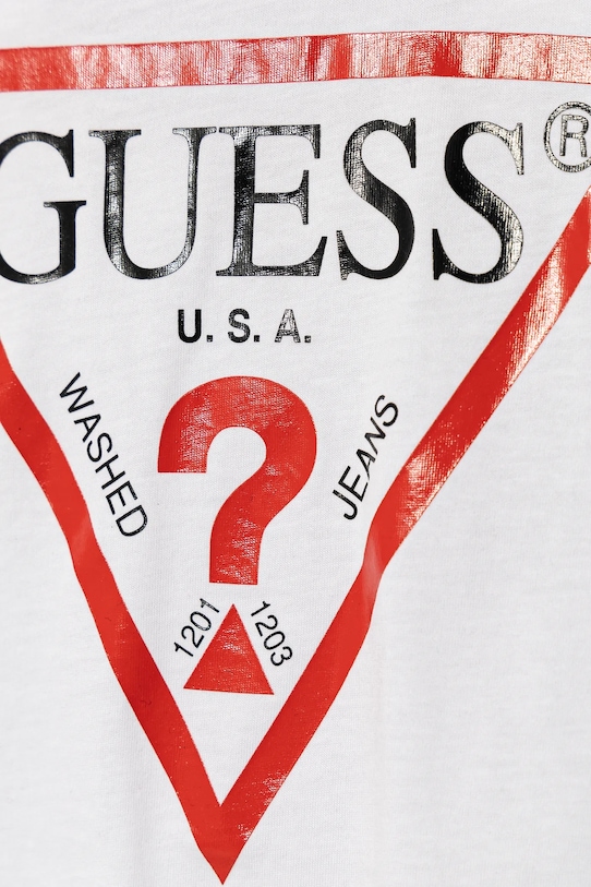 Chłopiec Guess t-shirt bawełniany dziecięcy N73I55.K8HM0.PPYA biały
