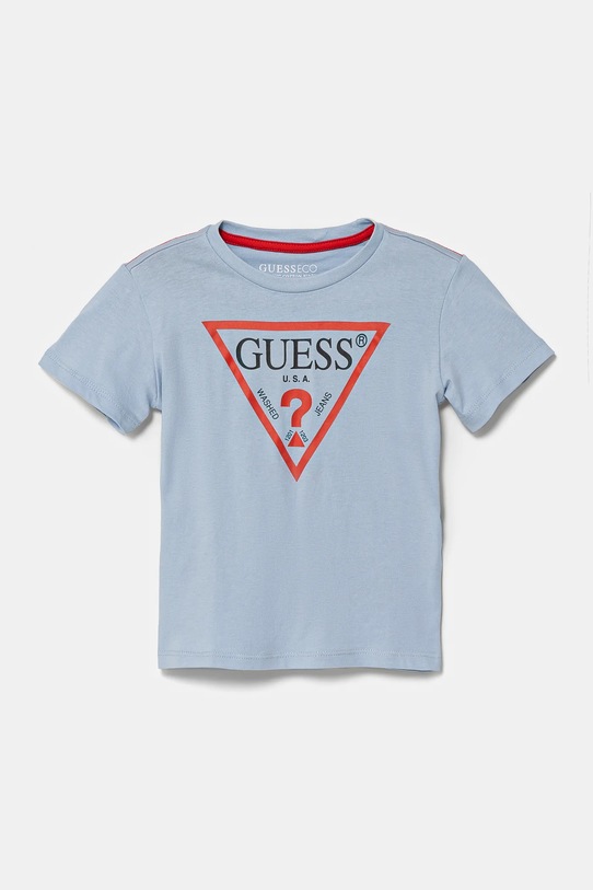 Детска памучна тениска Guess памук син N73I55.K8HM0.PPYA