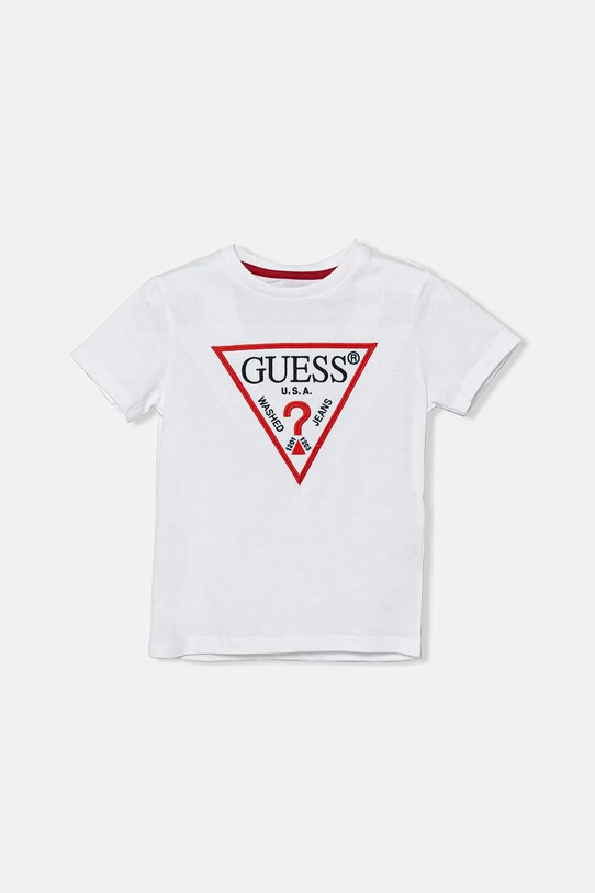 Дитяча бавовняна футболка Guess аплікація білий N4YI37.K8HM4.PPYA
