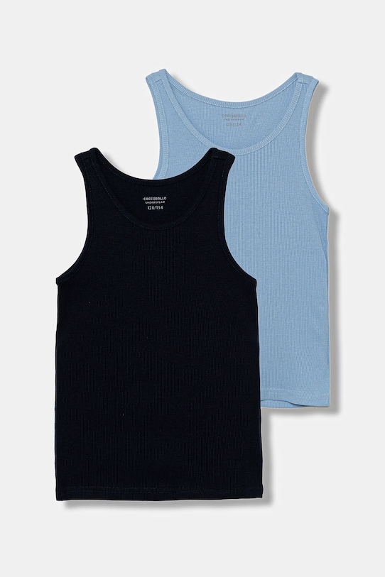 Coccodrillo top din bumbac pentru copii 2-pack uni albastru XCX407207BAU