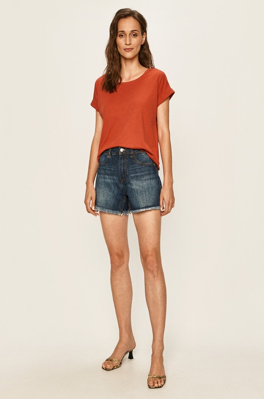 Vila t-shirt 14025668 czerwony AA00