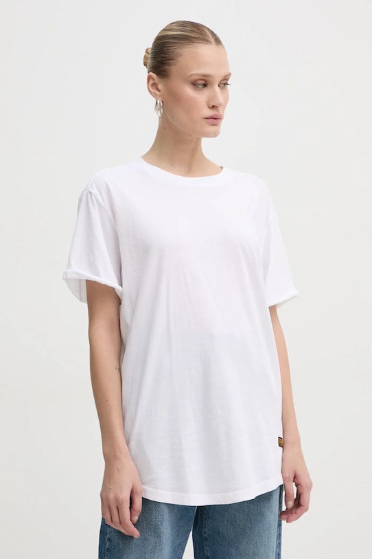 G-Star tricou din bumbac uni alb D16902.4107