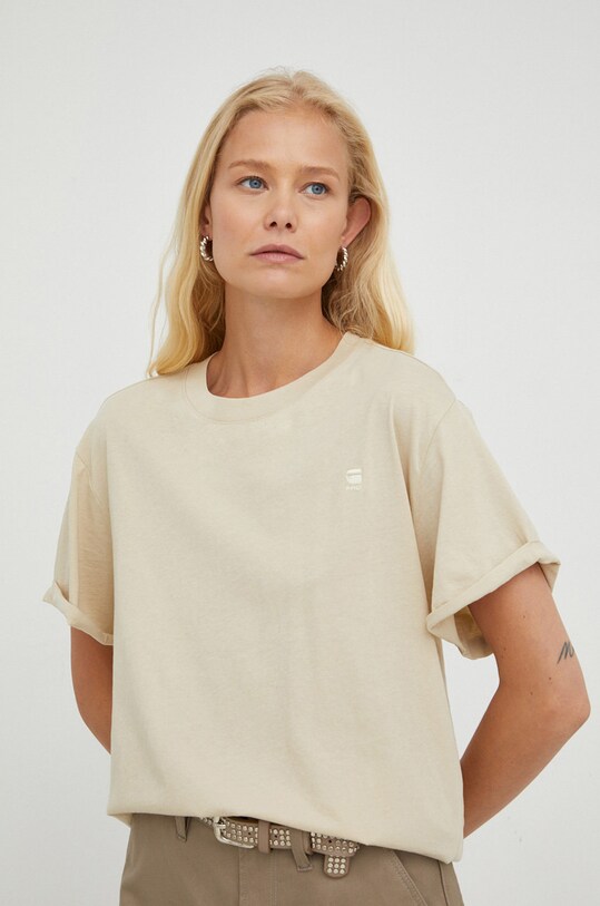Памучна тениска G-Star Raw памук бежов D16902.4107