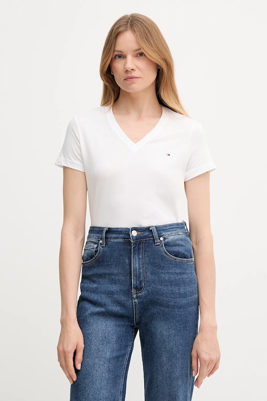 Tričko Tommy Hilfiger nášivka bílá WW0WW24969.NOS