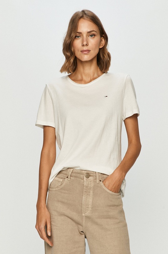 Tommy Jeans - Tričko kulatý bílá DW0DW09194.NOS