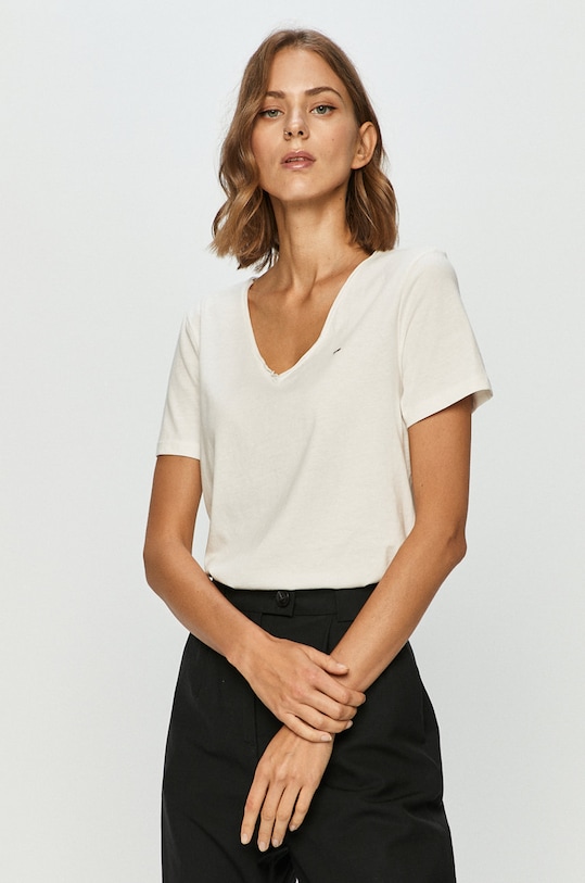 Tommy Jeans - Tricou uni alb DW0DW09195.NOS