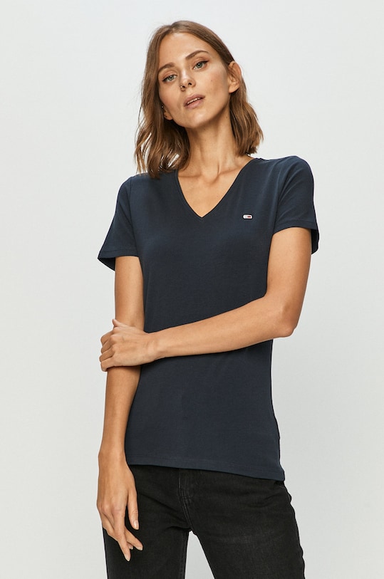 Tommy Jeans - Μπλουζάκι με ελαστάν σκούρο μπλε DW0DW09197.NOS