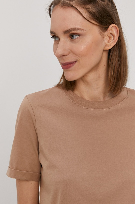 Pieces - T-shirt beżowy 17086970