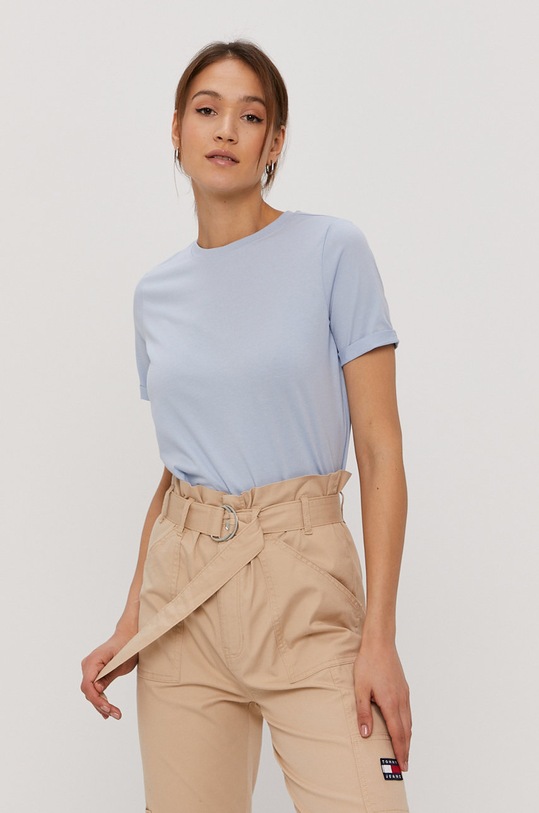 Pieces - T-shirt bawełna niebieski 17086970