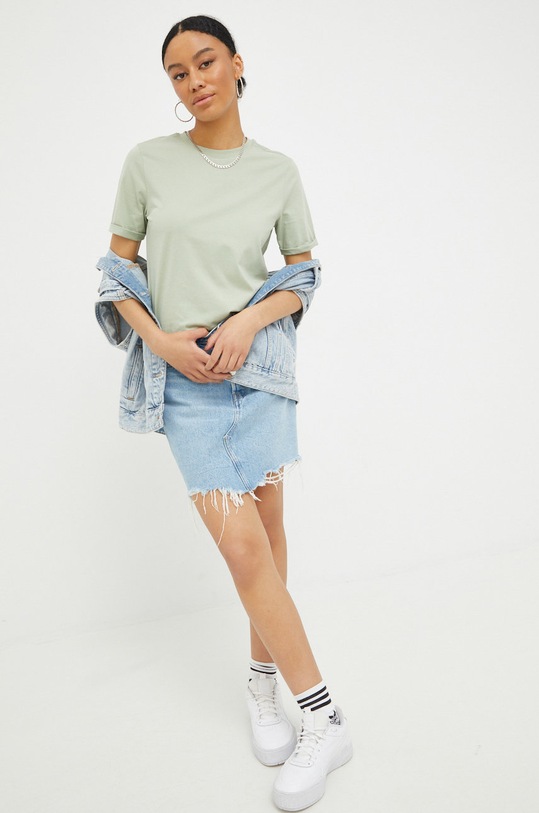 Pieces - T-shirt bawełna zielony 17086970