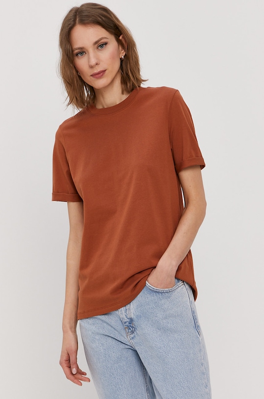 Pieces - Tričko kulatý hnědá 17086970