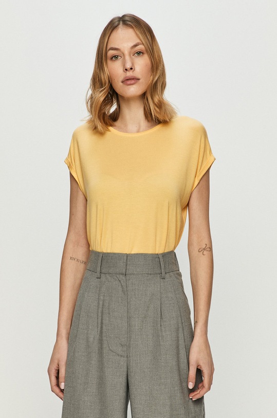 Vero Moda - T-shirt z elastanem żółty 10187159.