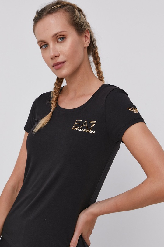 EA7 Emporio Armani t-shirt elasztánnal fekete 8NTT65.TJ28Z