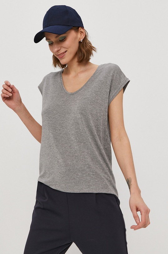 Pieces T-shirt z elastanem szary 17078572