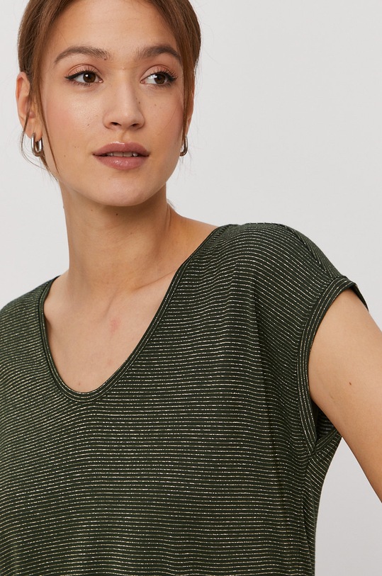 Pieces T-shirt z elastanem zielony 17078572