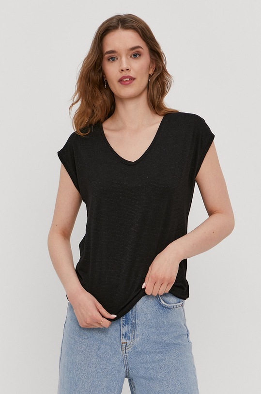 Pieces T-shirt z elastanem czarny 17078572