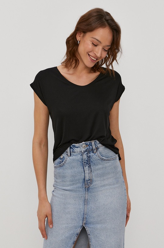 Pieces T-shirt z elastanem czarny 17078732