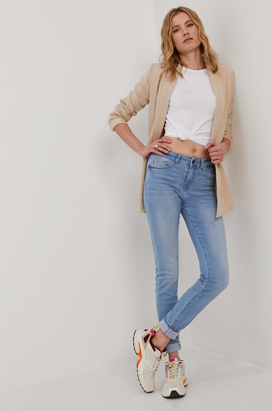 Pieces T-shirt z elastanem biały 17082526