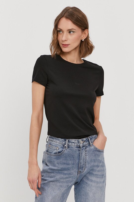 Pieces T-shirt z elastanem czarny 17082526